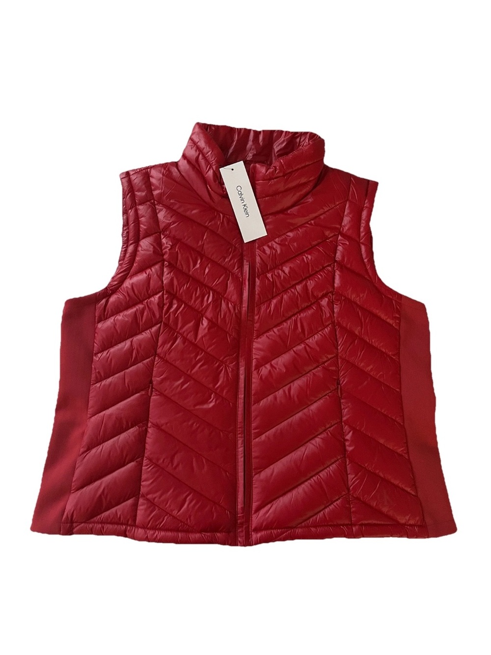 NWT Calvin Klein Women’s Red Performance Puffer Vest Size XL Full Zip Quilted